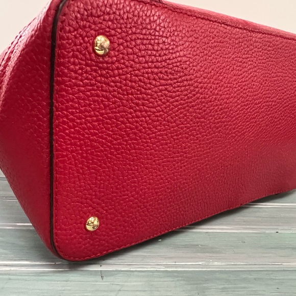 Ralph Lauren Red Leather Satchel With Crossbody Strap - Picture 6 of 14